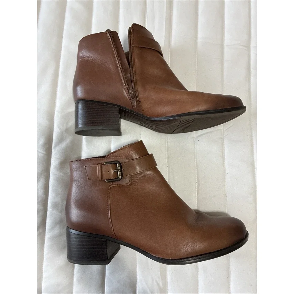 Naturalizer Womens Side Zip and Outside Buckle Brown Color Boots Size 10M - Picture 4 of 11